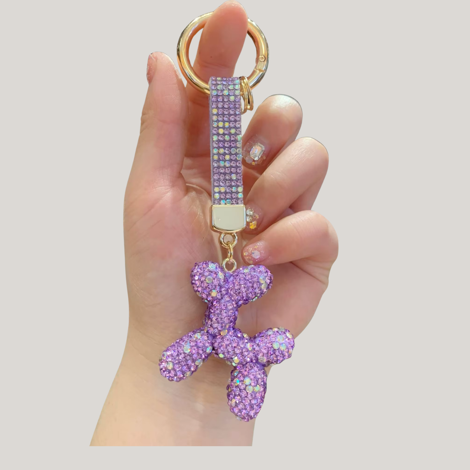 Rhinestone Puppy Keychain