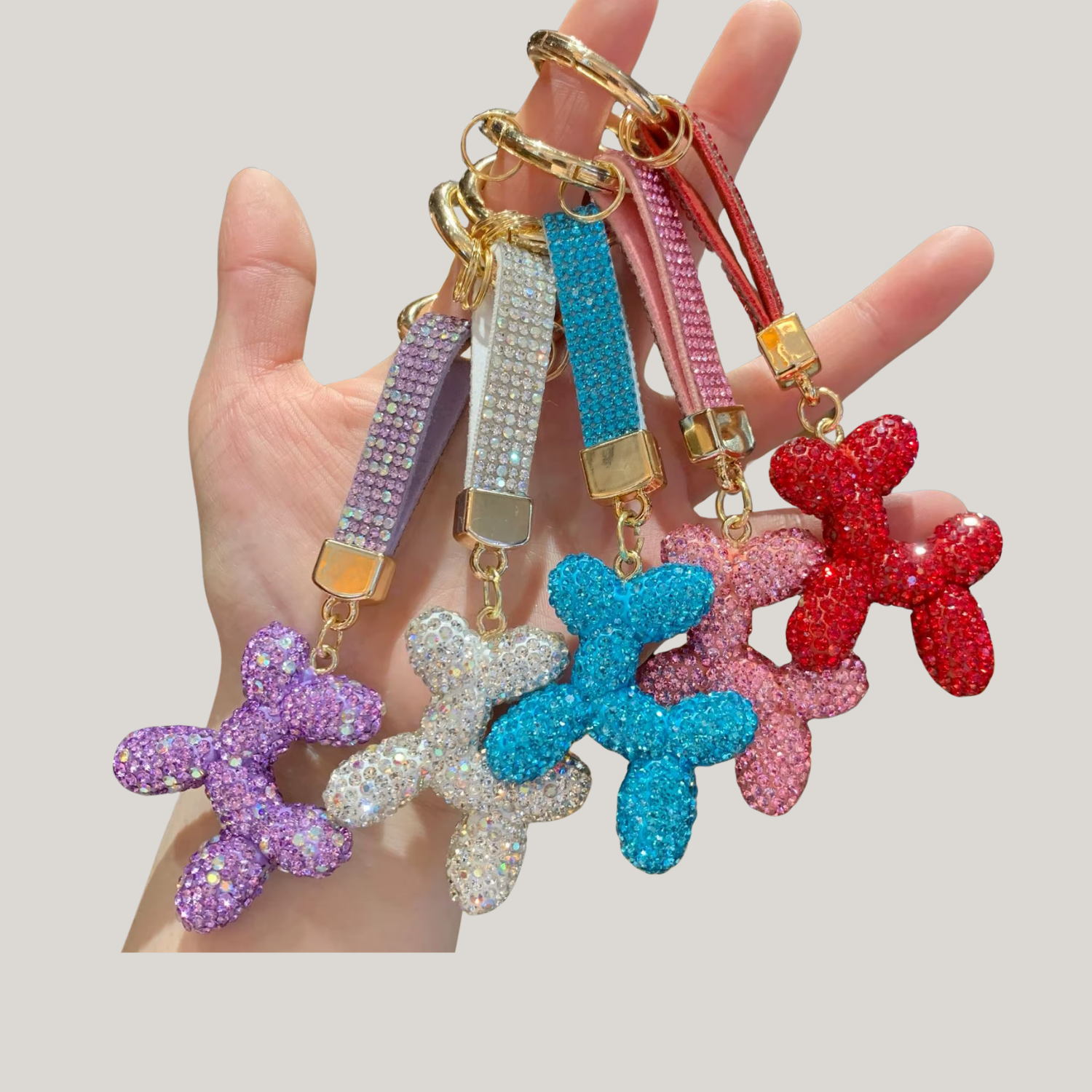 Rhinestone Puppy Keychain