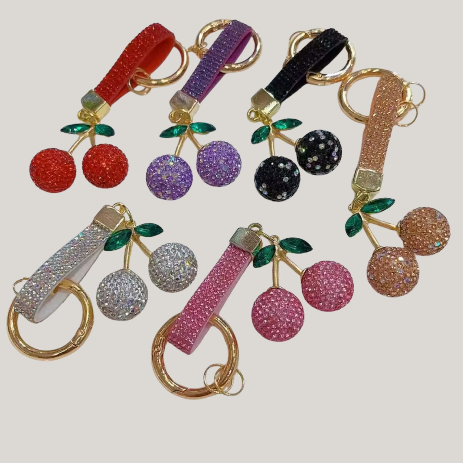 Rhinestone Cherries Keychain
