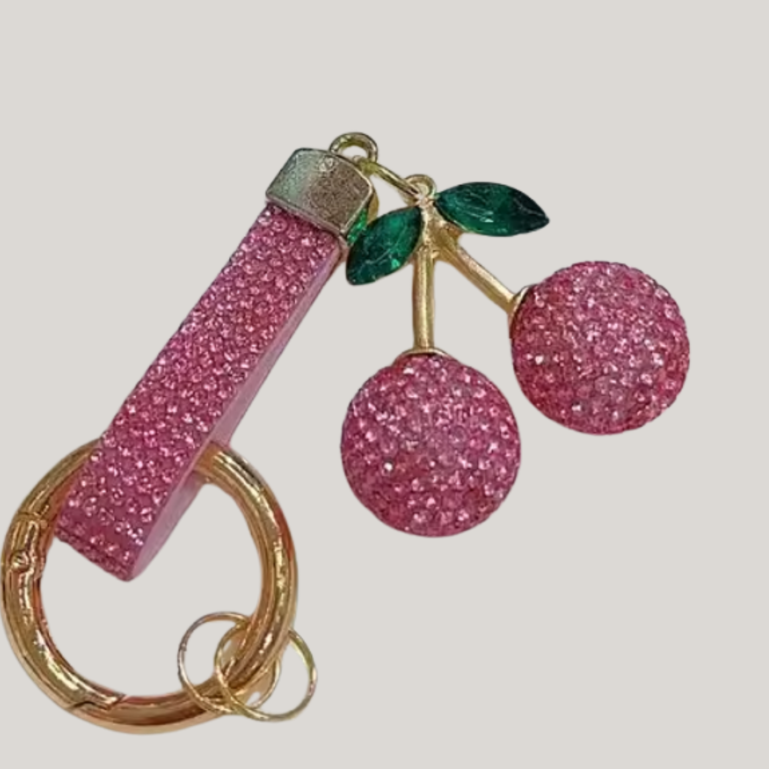 Rhinestone Cherries Keychain