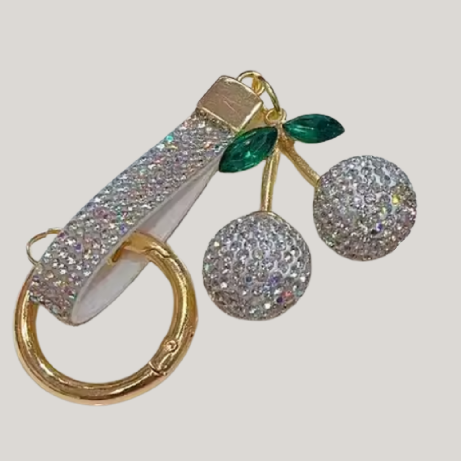Rhinestone Cherries Keychain