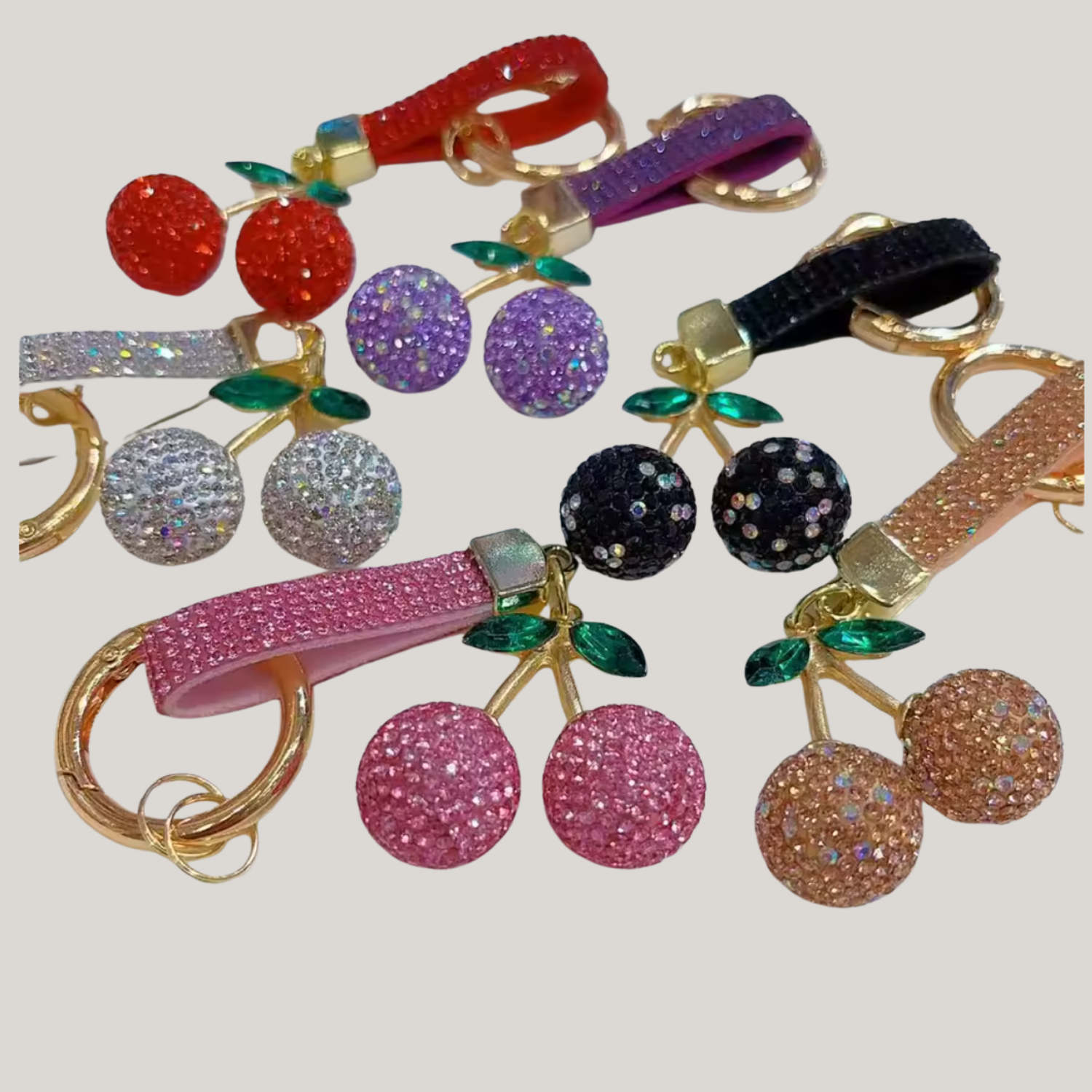 Rhinestone Cherries Keychain
