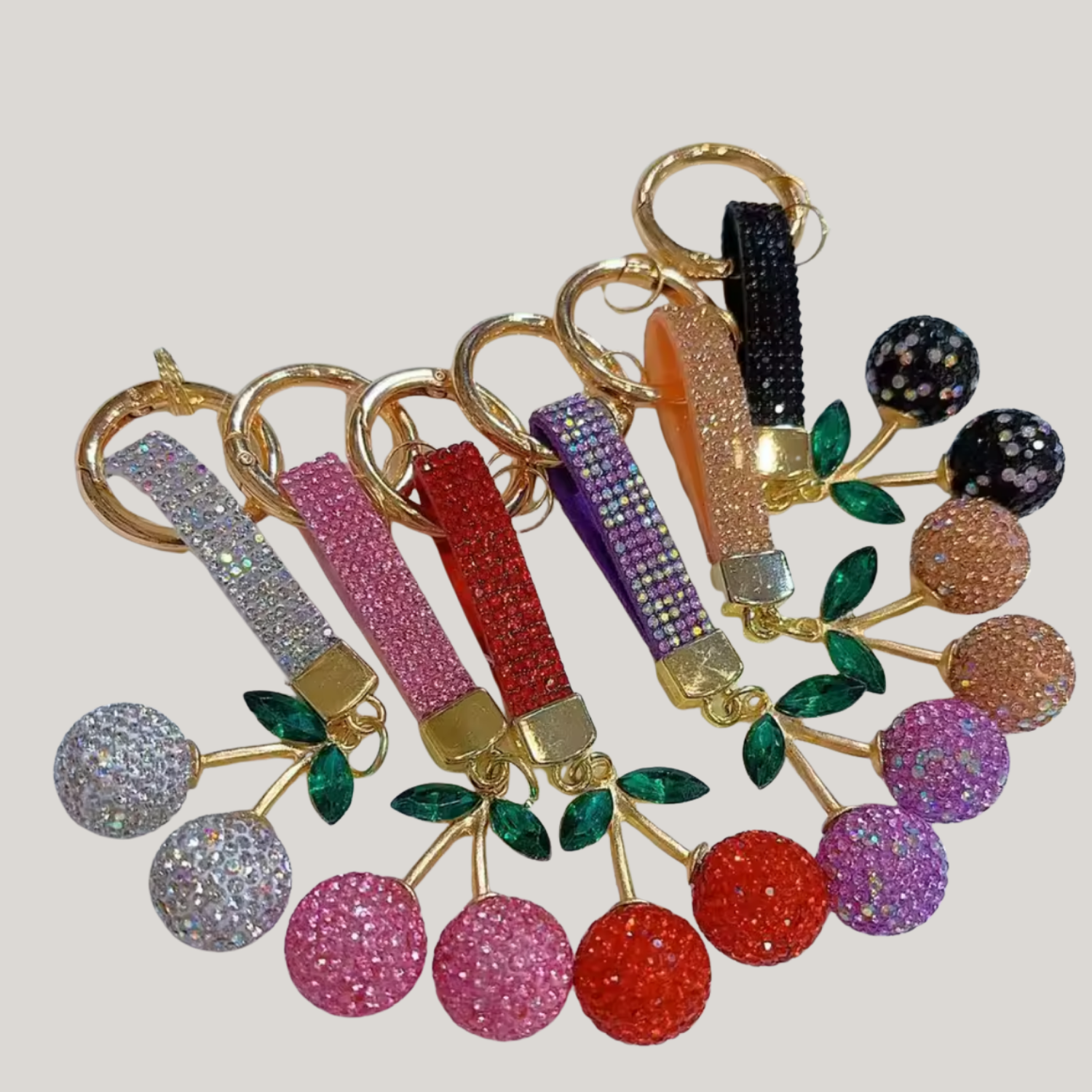Rhinestone Cherries Keychain