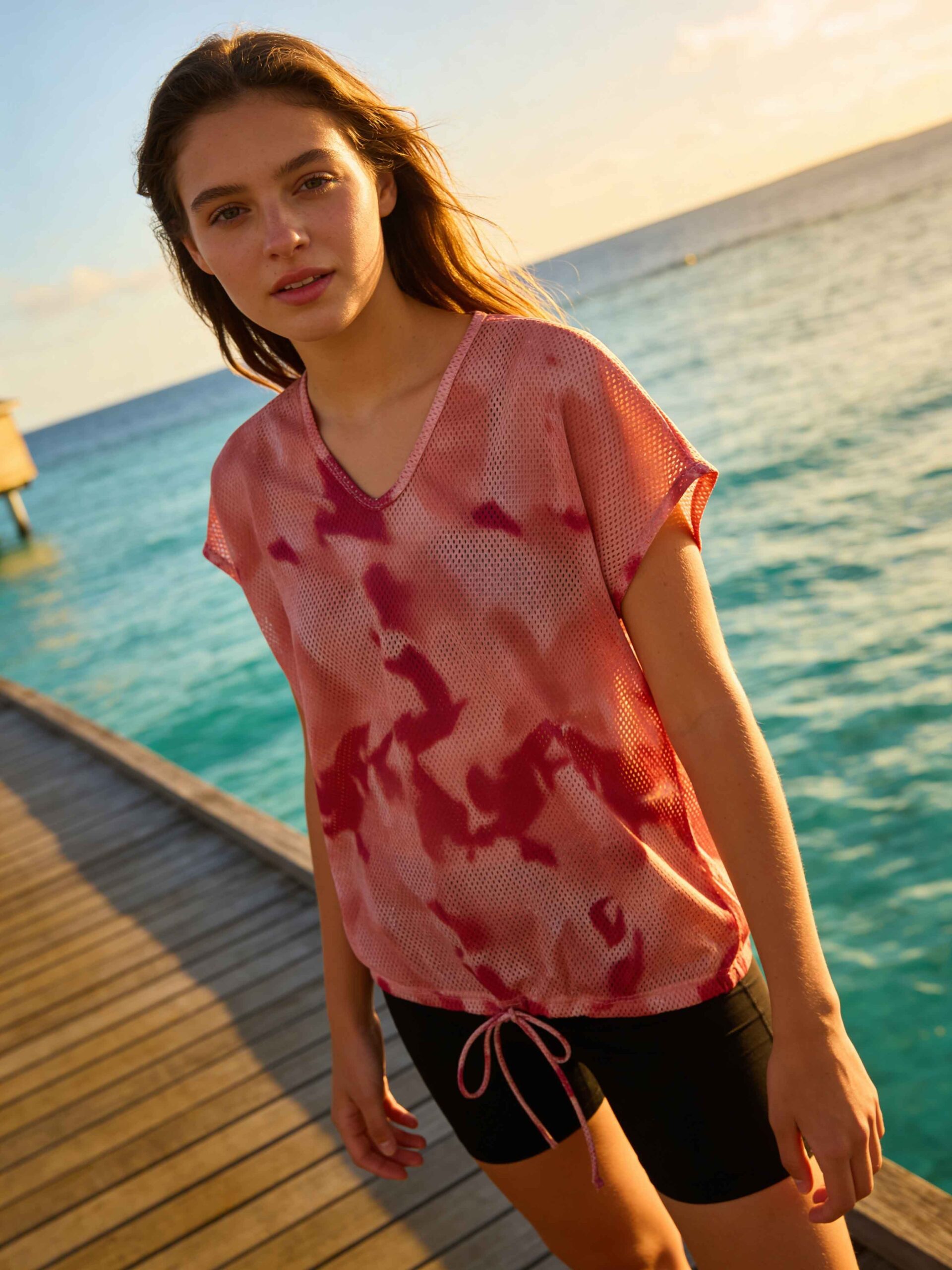 Ladies Mesh Top with Drawstring