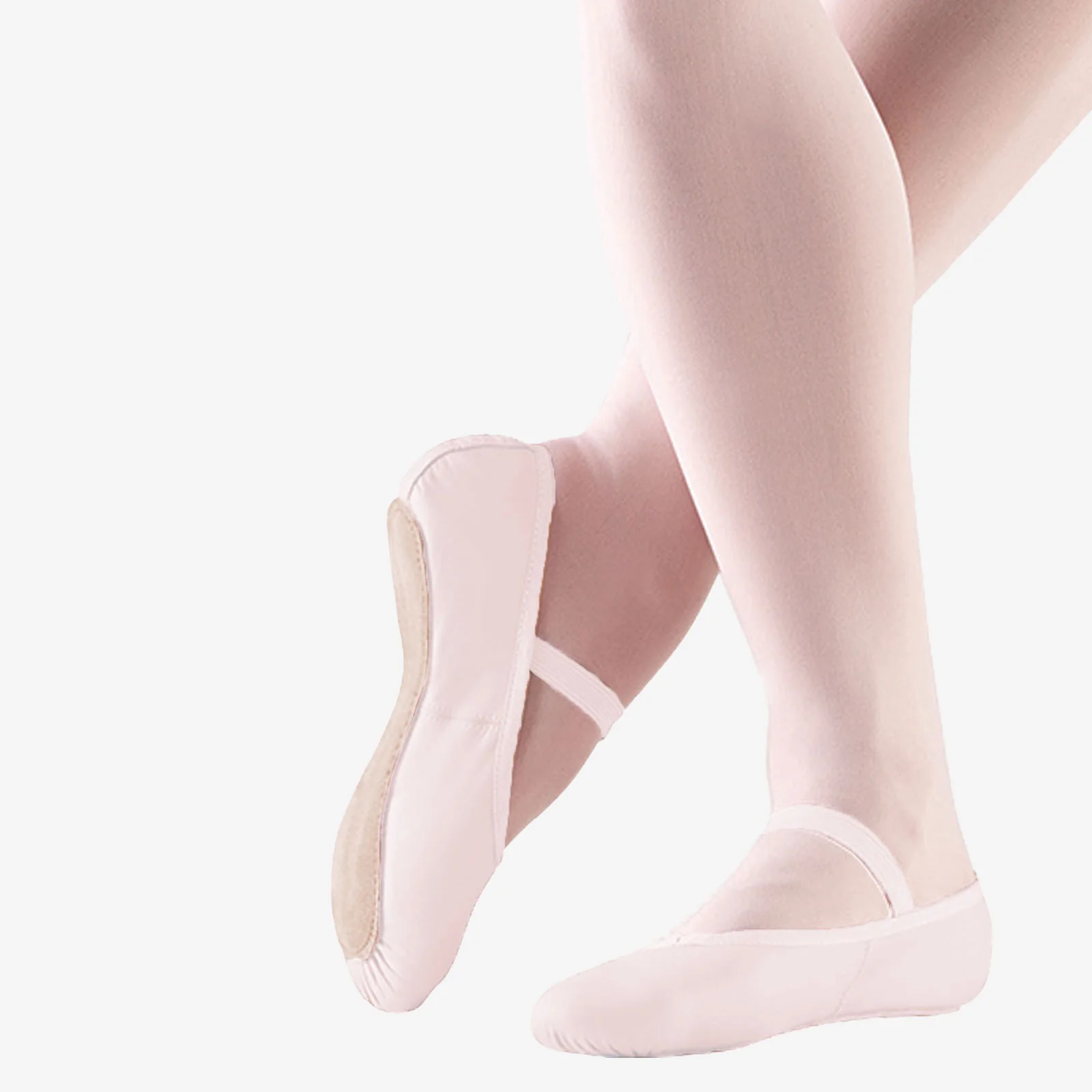 Child Full Sole Leather Drawstring Ballet Slipper - Nyla - Light Pink