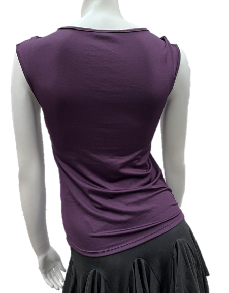 Women's Latin Top with Twist Straps (Dark Purple)