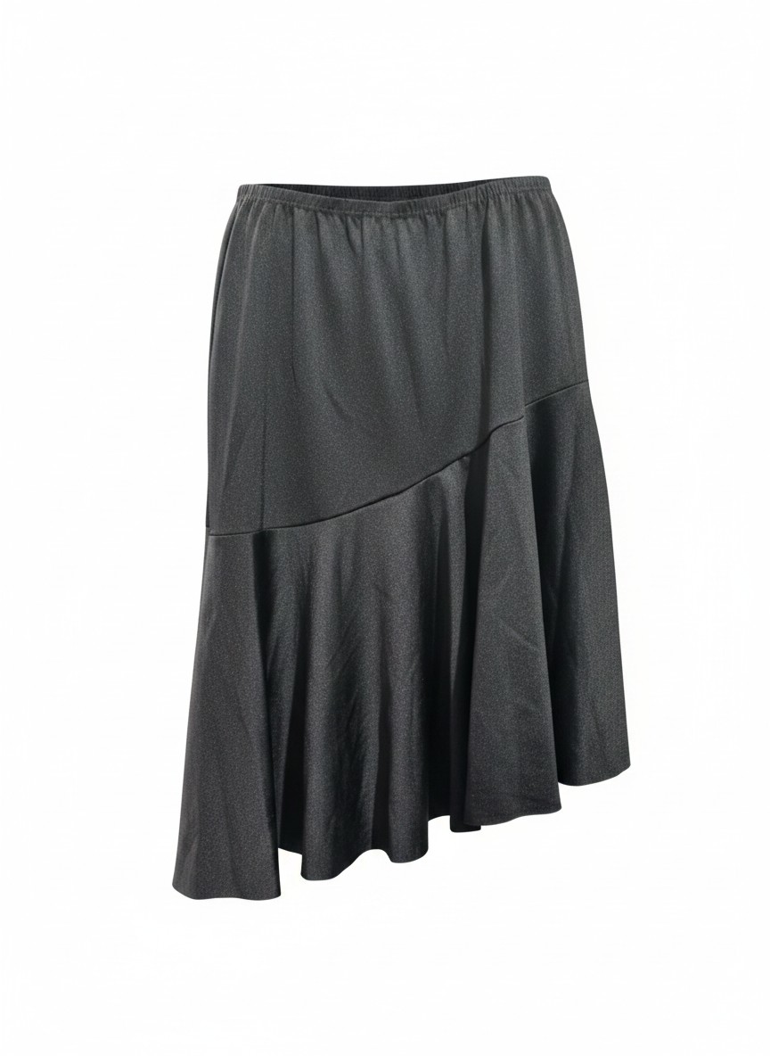 Women's Latin Skirt with Asymmetric Ruffles (Black)