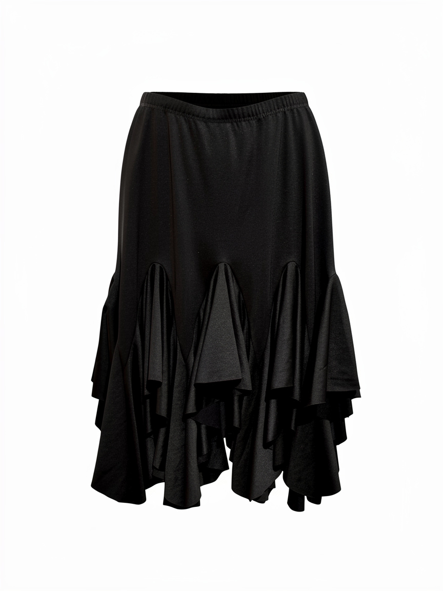 Women's Latin Mid-Length Ruffle Skirt (Black)