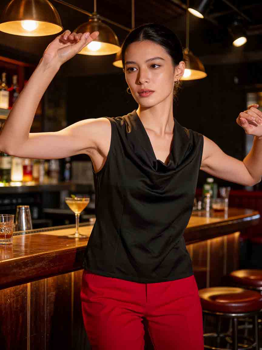 Women's Latin Top with Cowl Neck