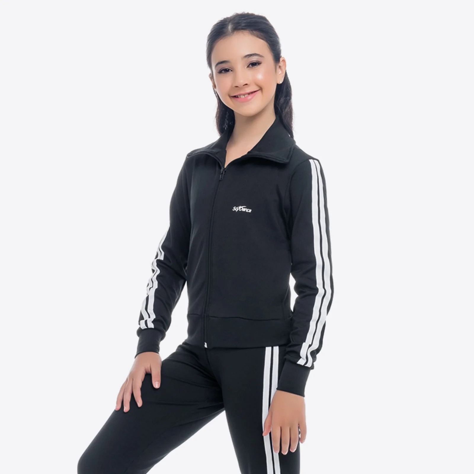 Girls Black Zip-up Jacket (Hay)