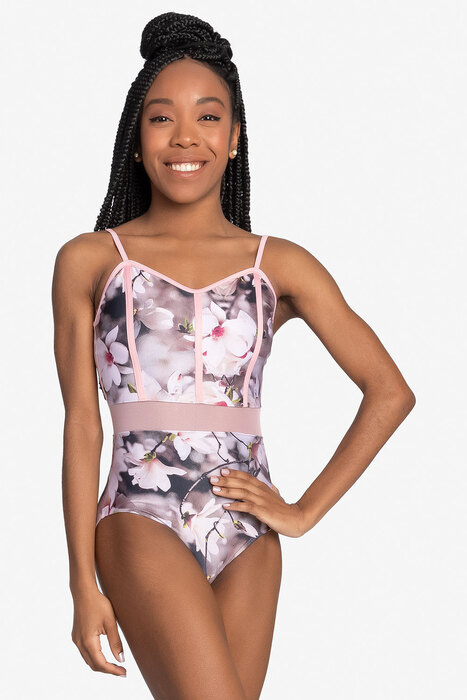 Adult Floral Camisole Leotard (Floria) - Petal Pink
