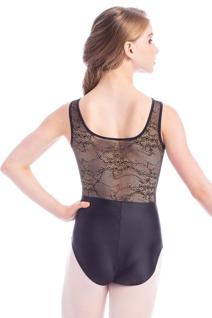 Adult Shimmer Tank Leotard with Gold Fleck Tulle
