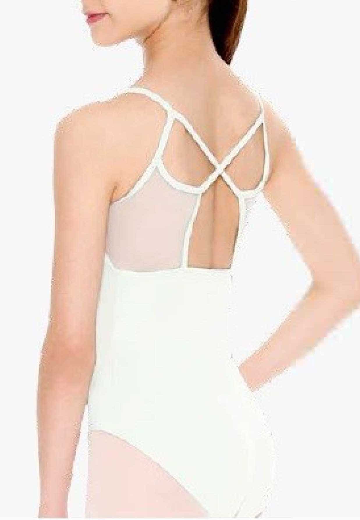 Girls Strap &amp; Mesh Back Leotard - Black