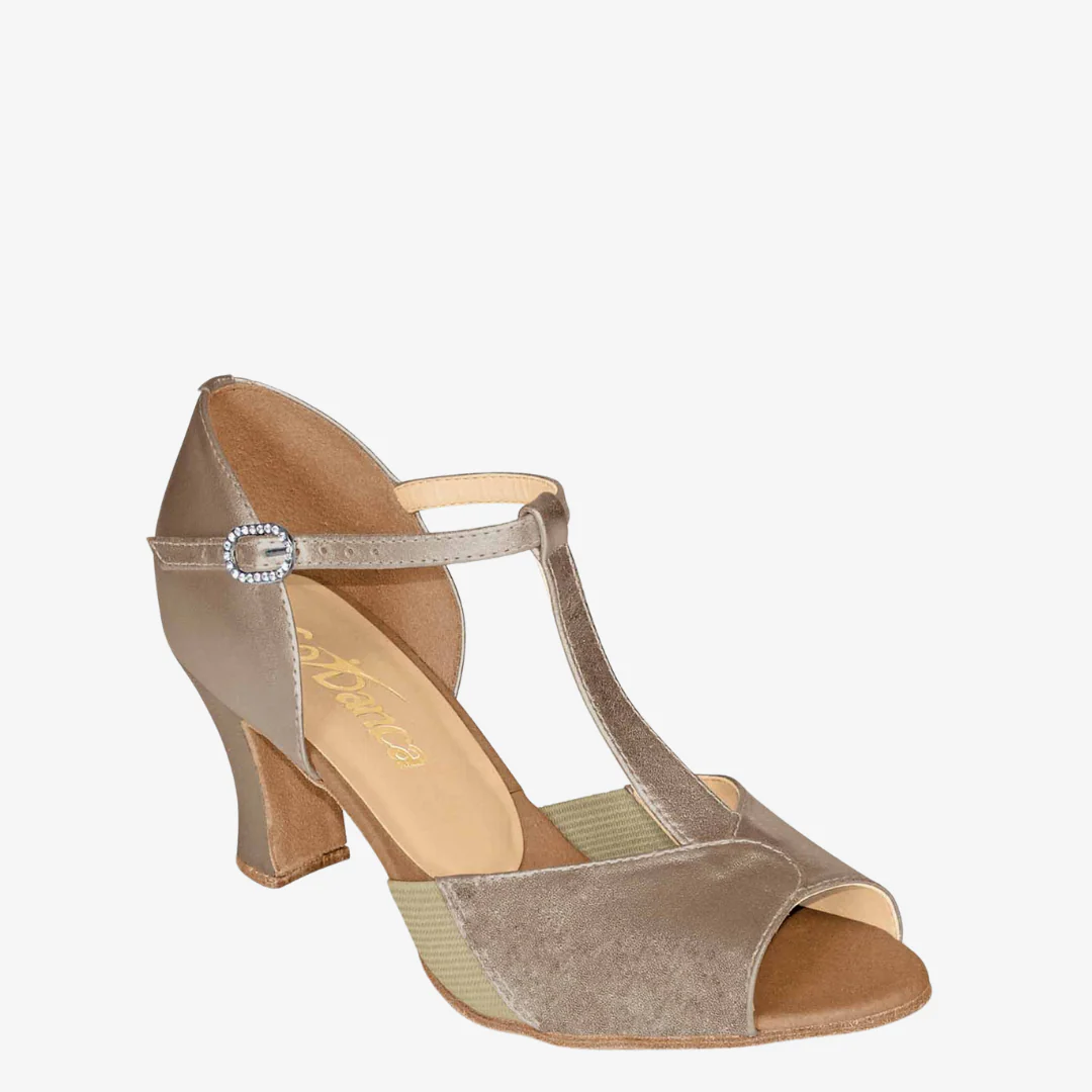 2.5" Open Toe Ballroom Shoe Tan