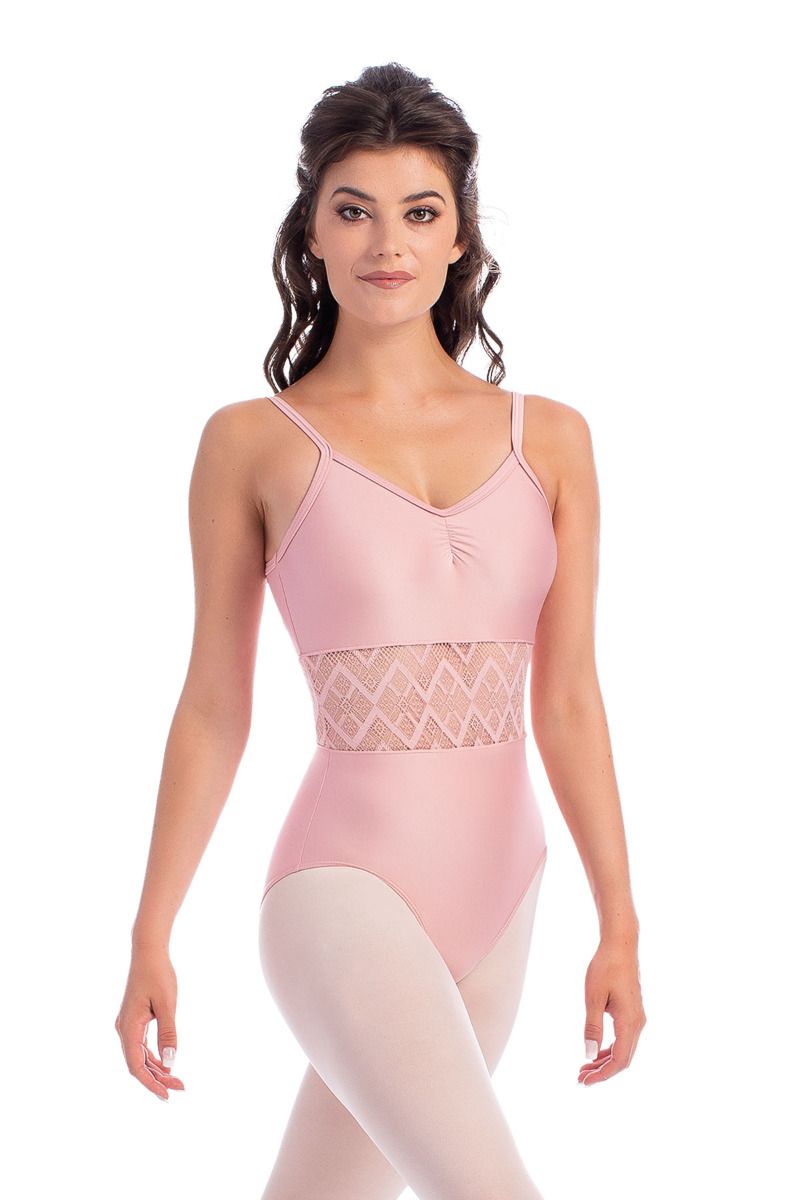 Adult Camisole Shimmer Leotard with Lace Midriff