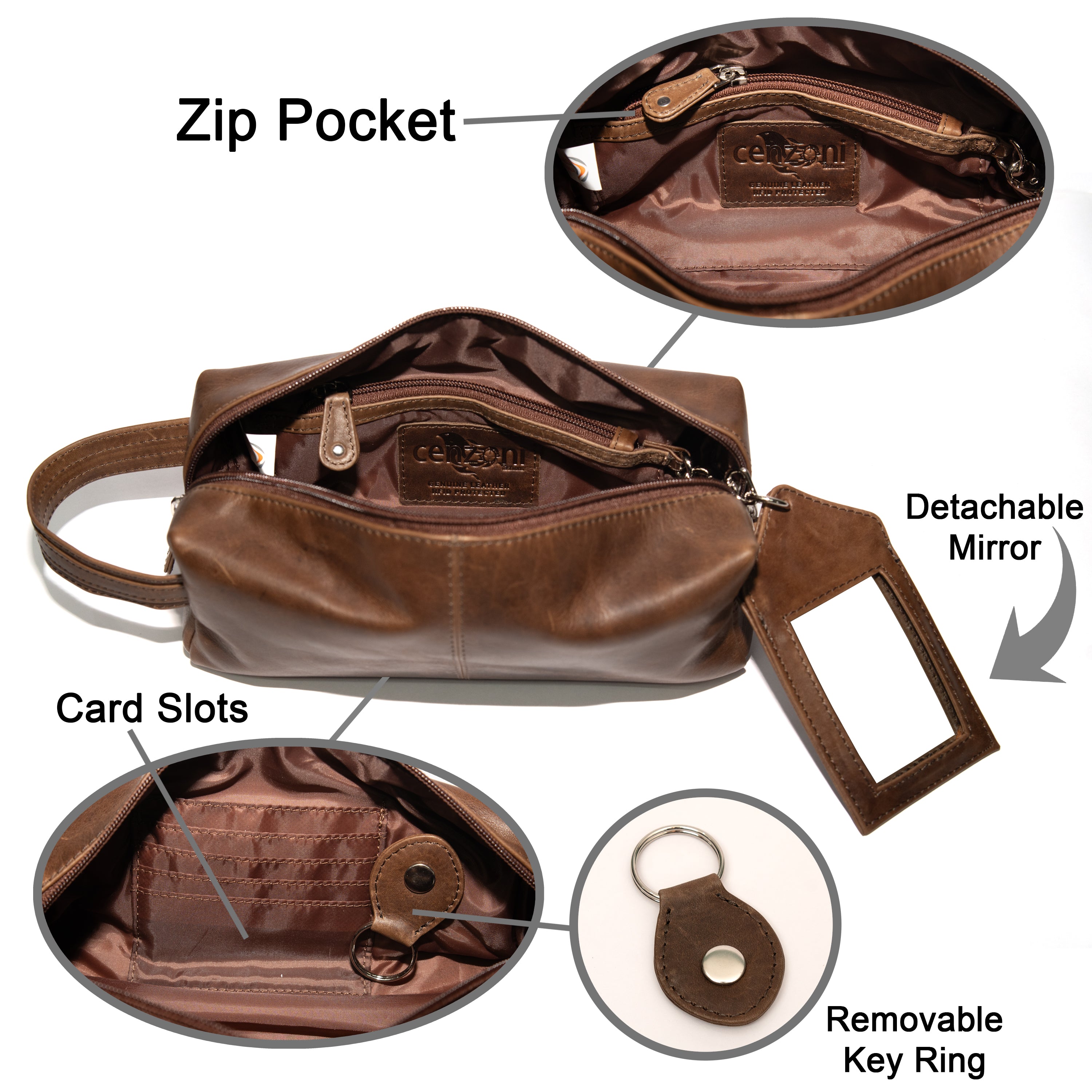 Cenzoni Fashions – Slim Leather Toiletry Bag – OPTT03