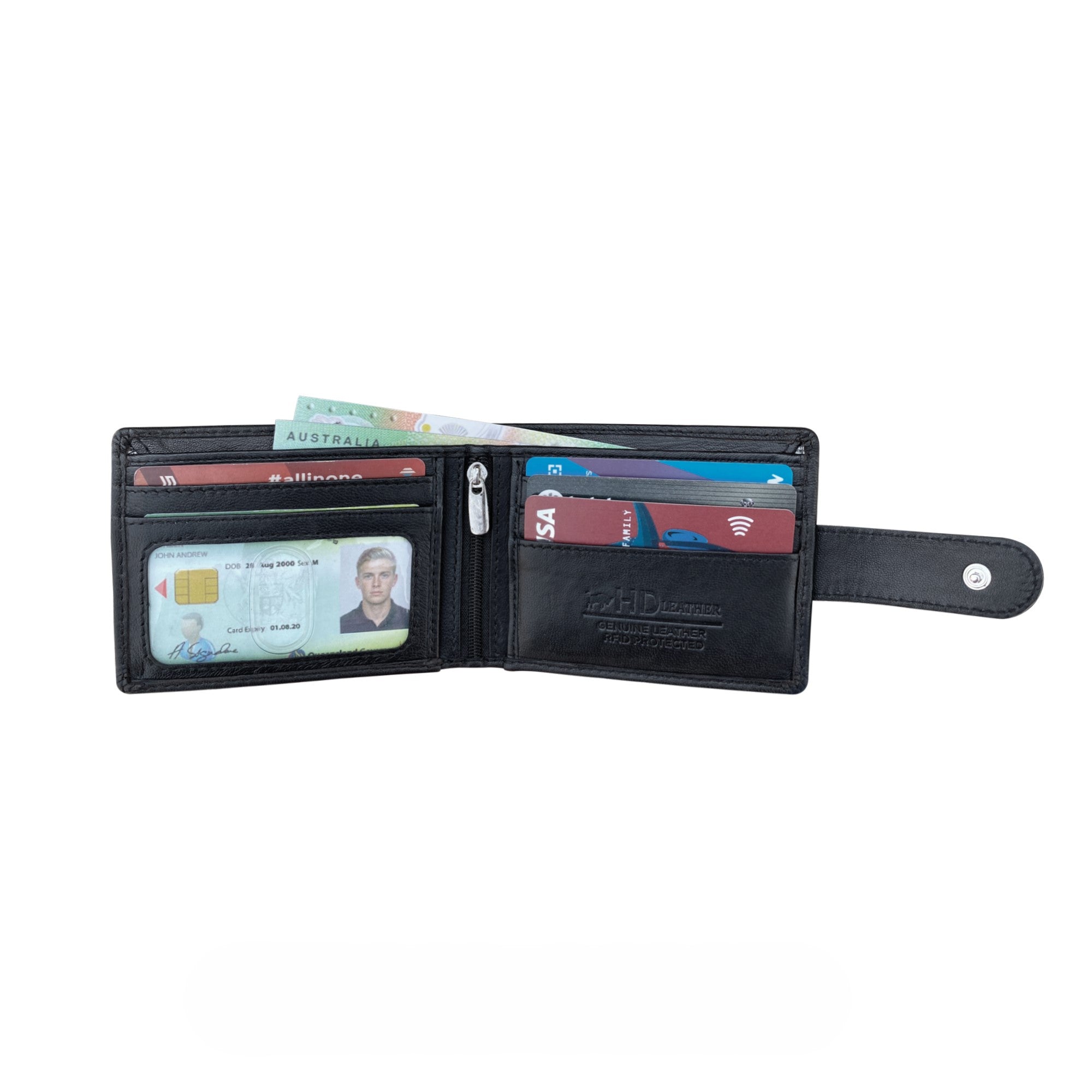 HD Leather - Men's Sheepskin Leather Tab Wallet - SMW01HLBL