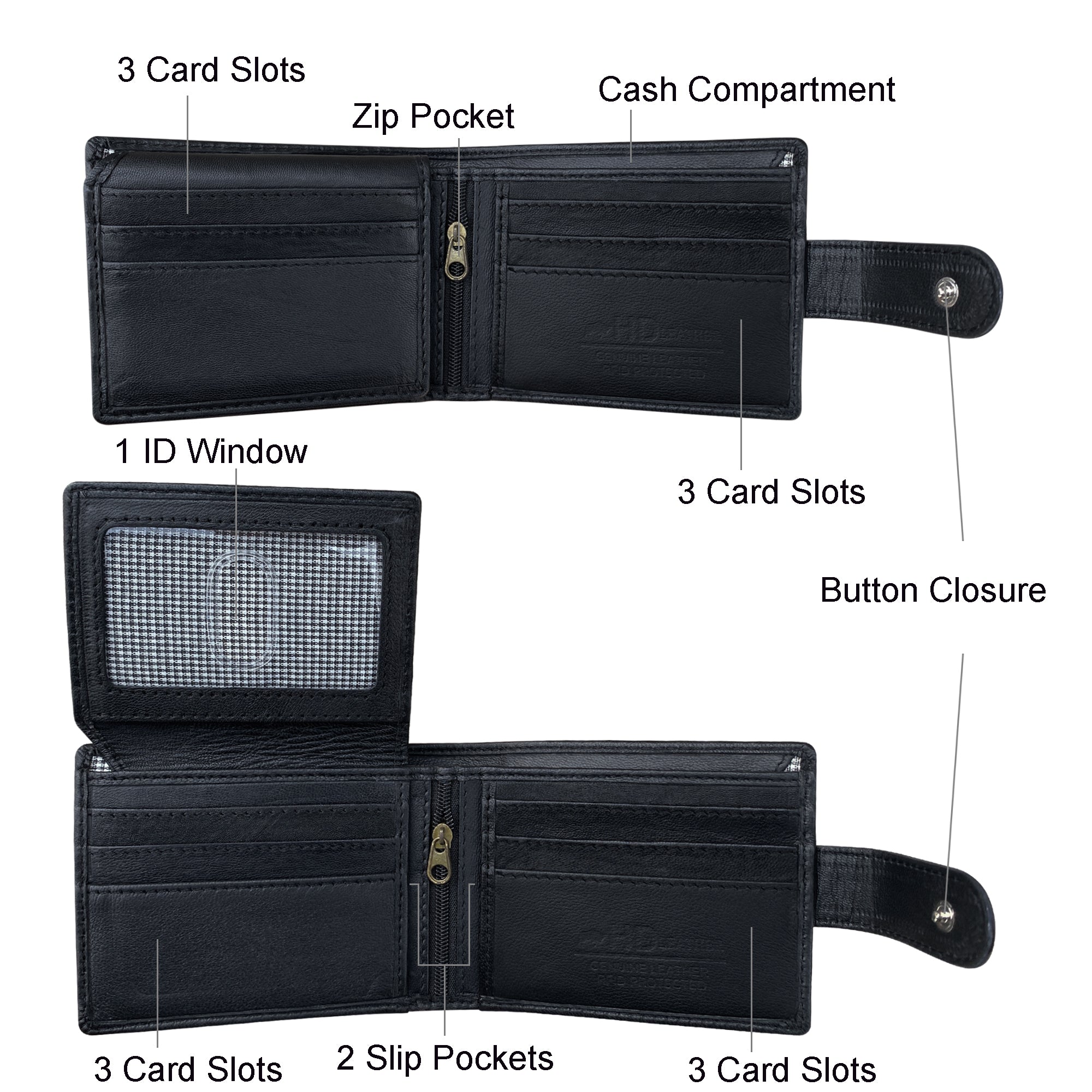 HD Leather - Men's Sheepskin Leather Tab Wallet- SMW02HL
