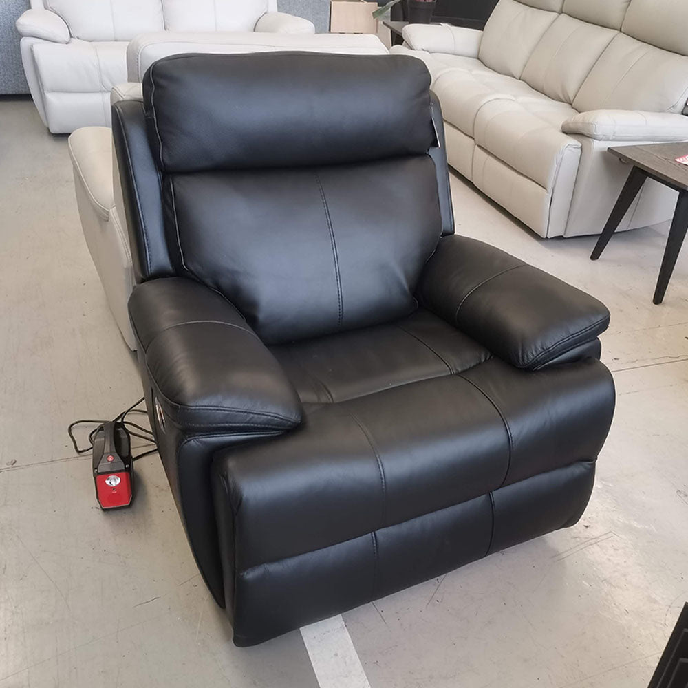 Manni 1 Seater Full Electric and 100% Thick/Soft Cow Leather – Black