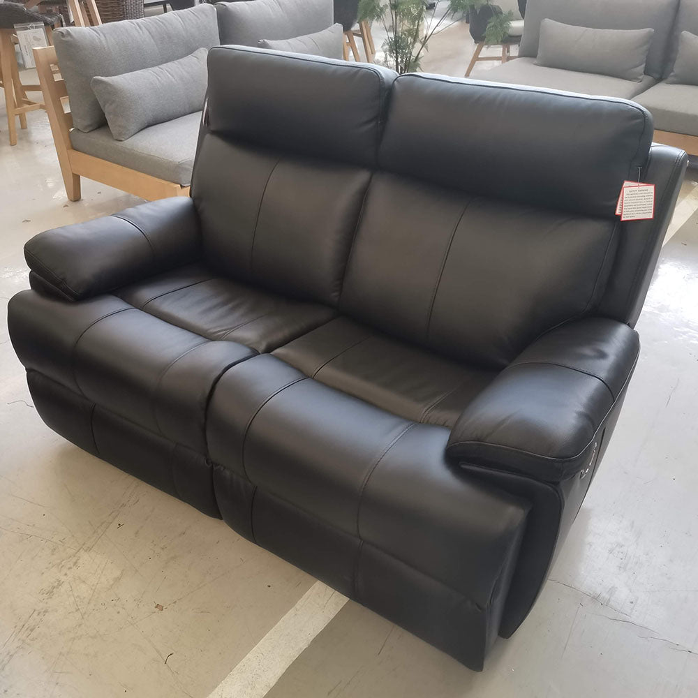Manni 2 Seater Full Electric and 100% Thick/Soft Cow Leather – Black