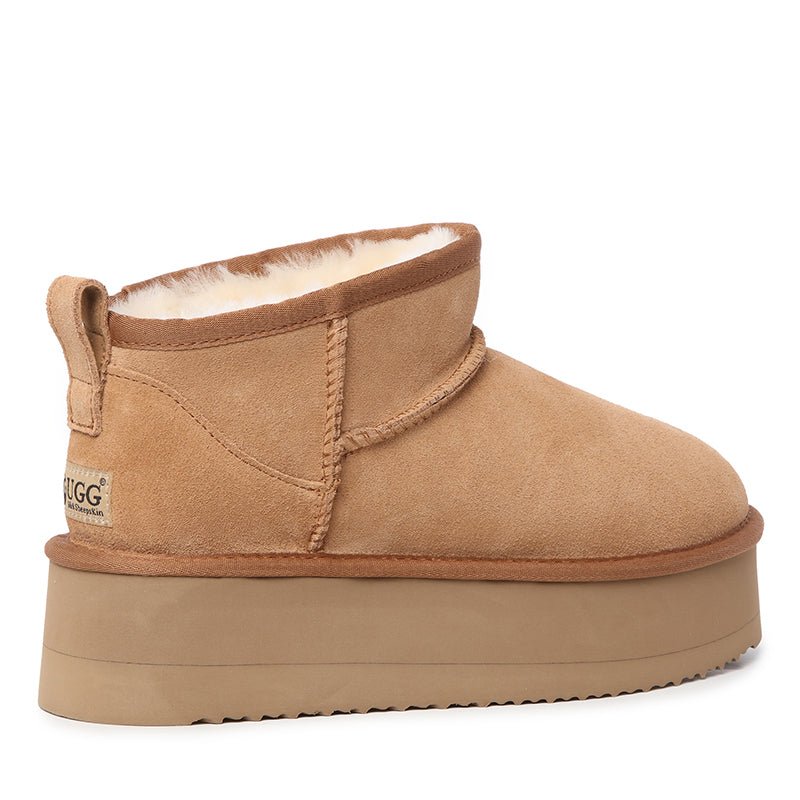 Platinum Mini Suede Platform Ugg Boots