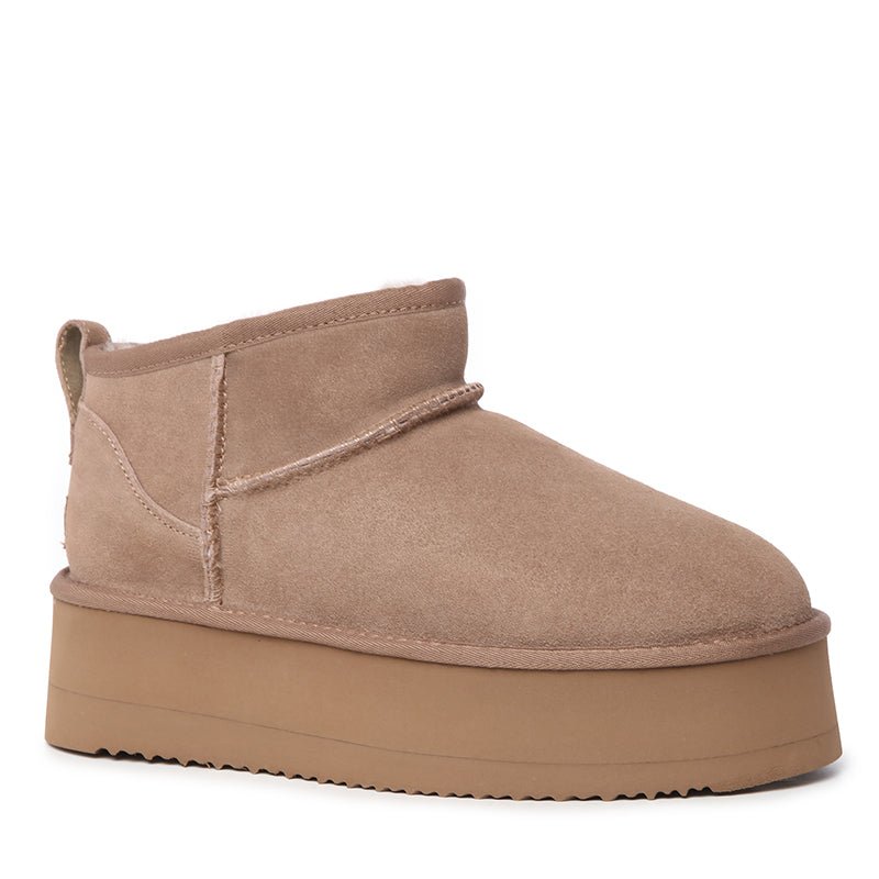 Platinum Mini Suede Platform Ugg Boots