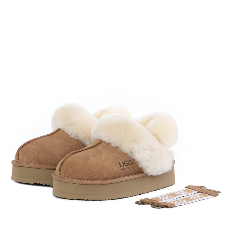 Fluffy Strappy Platform Scuff Uggs